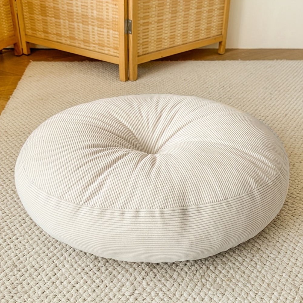 Meditation Cushion Zafu - 厚い丸いクッション、柔らかく快適なフルフィル瞑想ヨガ枕、鮮やかなオレンジ色のボヘミアン禅ホームデコレーション