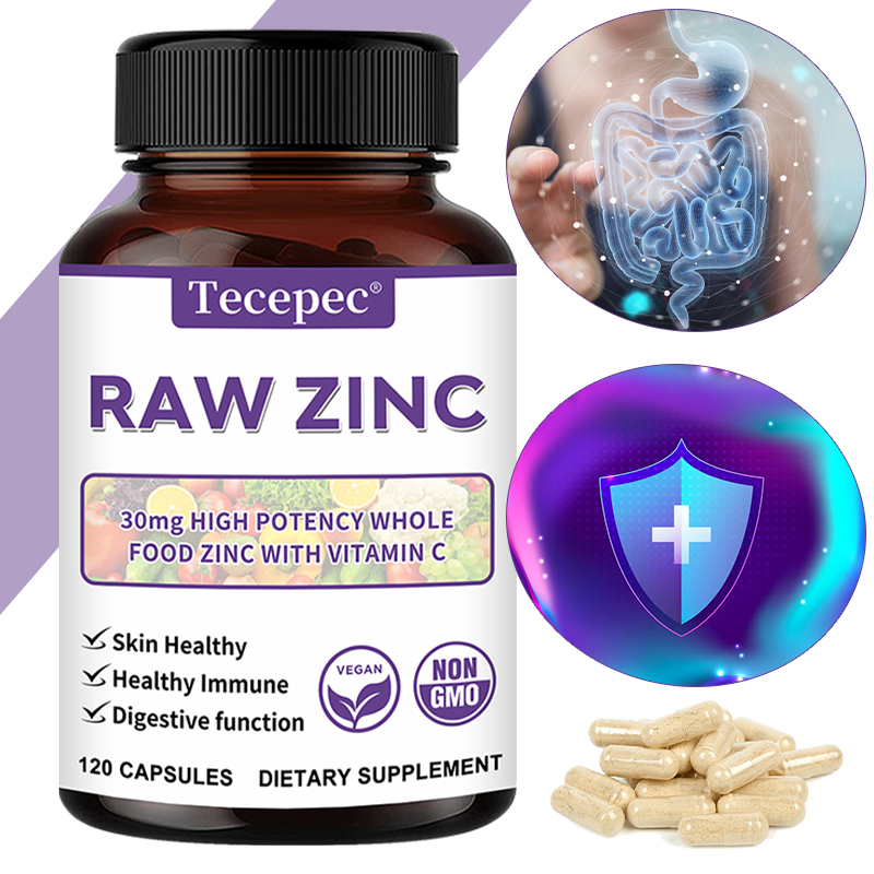 Health Wellness Products - 亜鉛ビタミン - ビタミンC配合の生亜鉛全食品サプリメント、ベジタリアン向け、肌の健康、免疫機能、消化機能に
