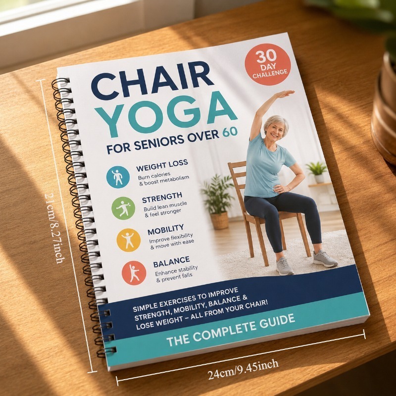 30日間のチェアヨガトレーニングガイドブック、60歳以上の高 - Fitness Journal Planner のレビューと価格