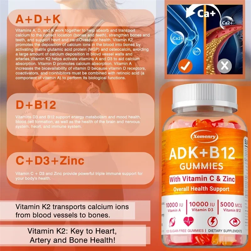 ビタミンD3 K2 + ビタミンB12 グミ - 高濃度食品 - Health Wellness Products のレビューと価格