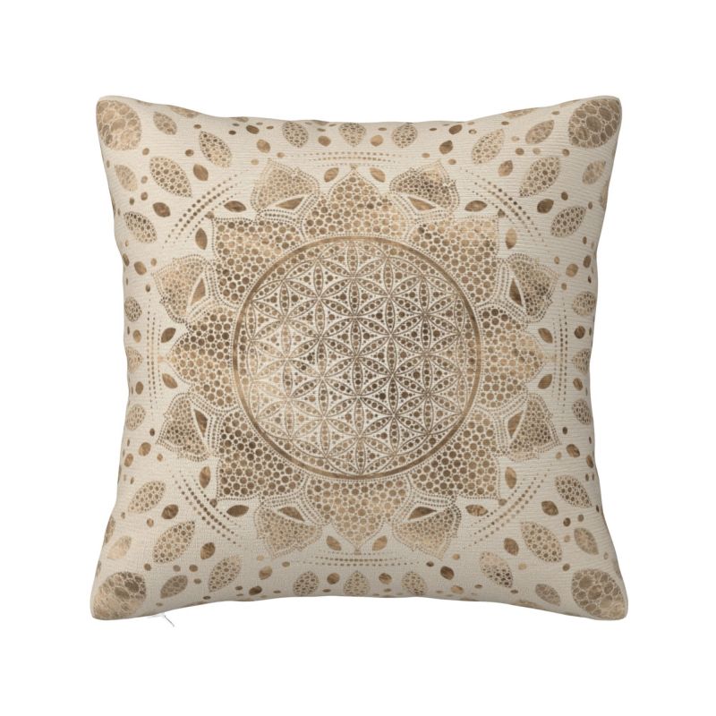 カスタムフラワーオブライフロータスドットアートクッションカバ - Meditation Cushion Zafu のレビューと価格