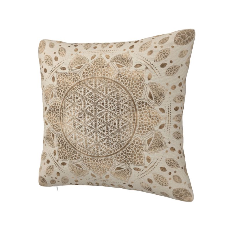 カスタムフラワーオブライフロータスドットアートクッションカバ - Meditation Cushion Zafu のレビューと価格