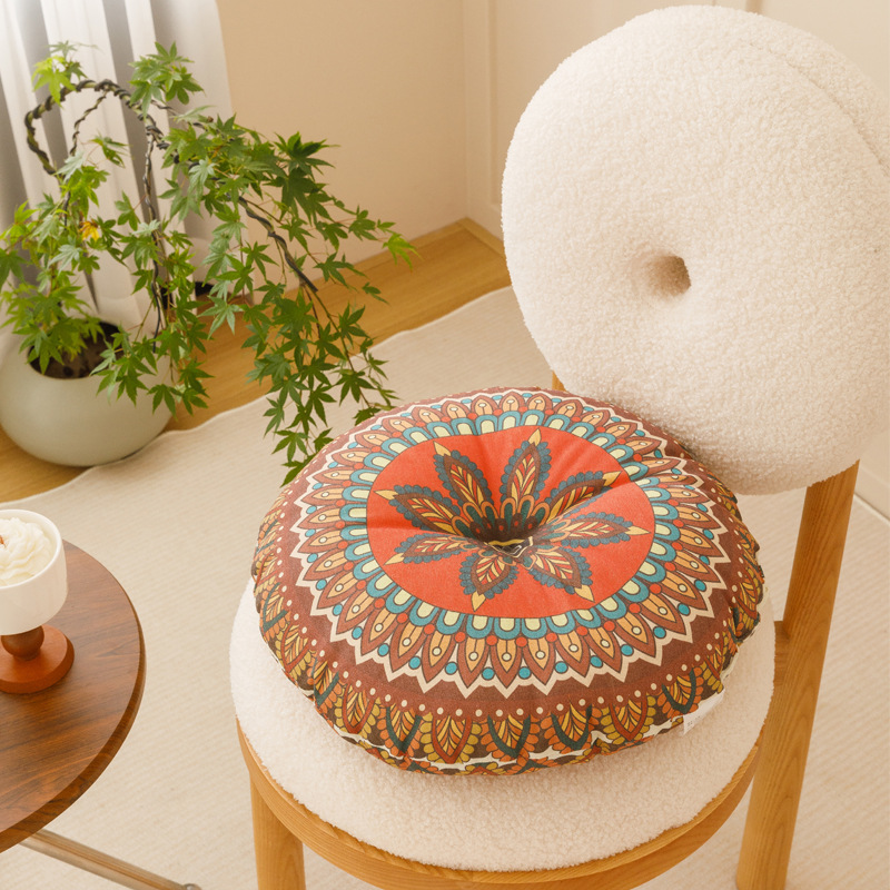ボヘミアコットンリネンチェアクッション幾何学的な綿と麻ラウン - Meditation Cushion Zafu のレビューと価格