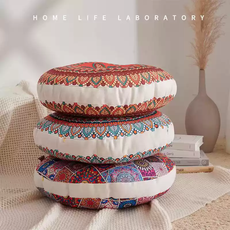 ボヘミアコットンリネンチェアクッション幾何学的な綿と麻ラウン - Meditation Cushion Zafu のレビューと価格