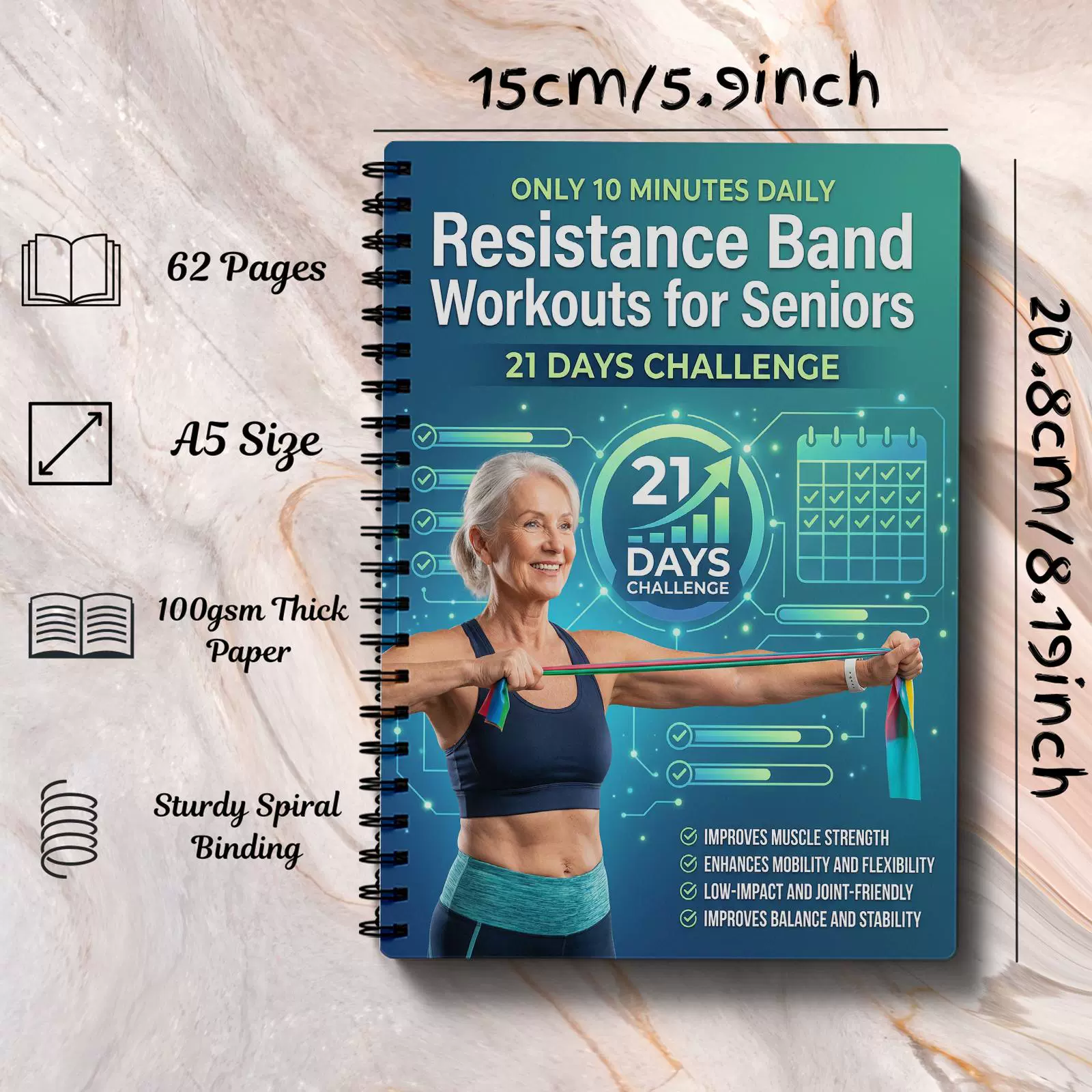 高齢者向けレジスタンスバンドトレーニングブック ホームフィッ - Fitness Journal Planner のレビューと価格